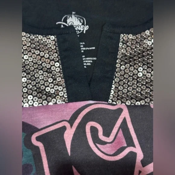 Disney parks Alice in Wonderland cold shoulder sequin embellished  T shirt - Picture 6 of 14